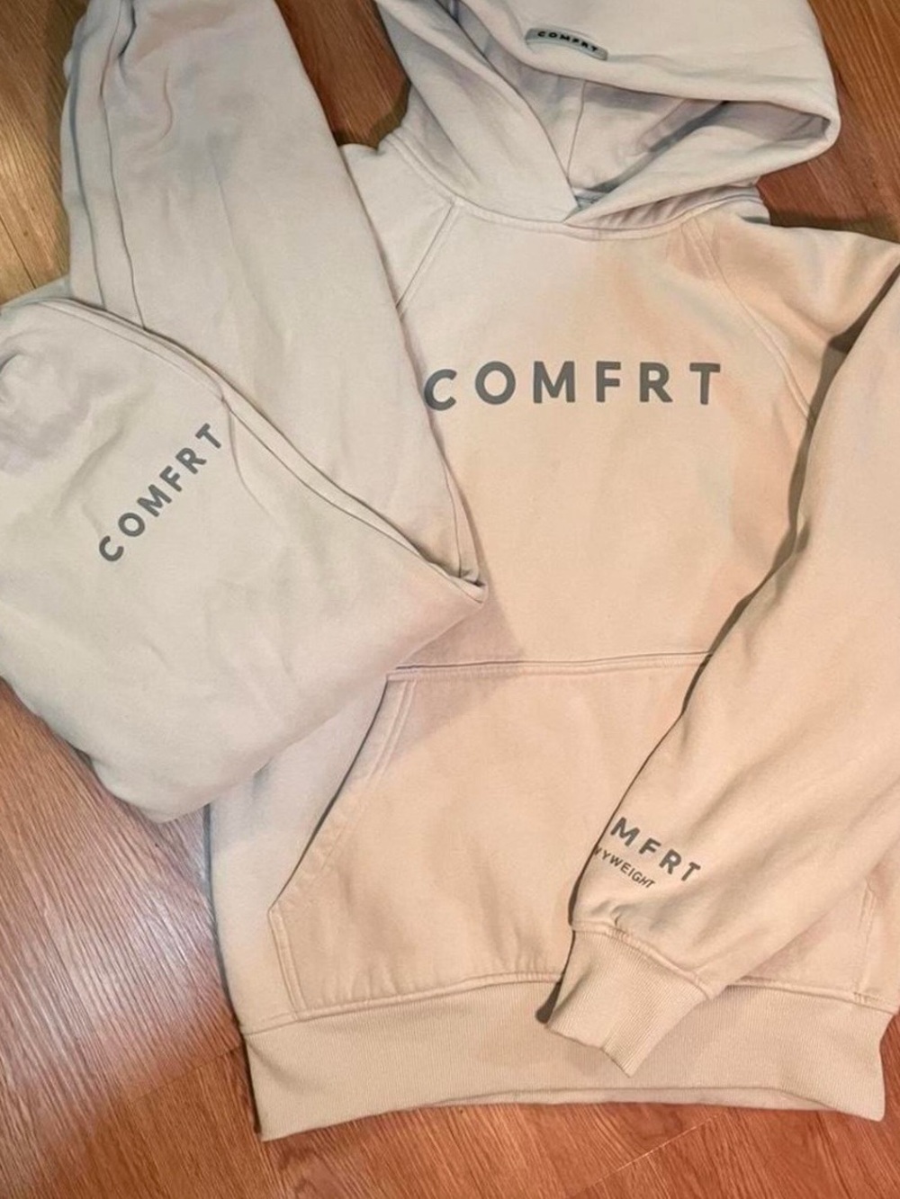 COMFRT Logo Hoodie in Light Beige